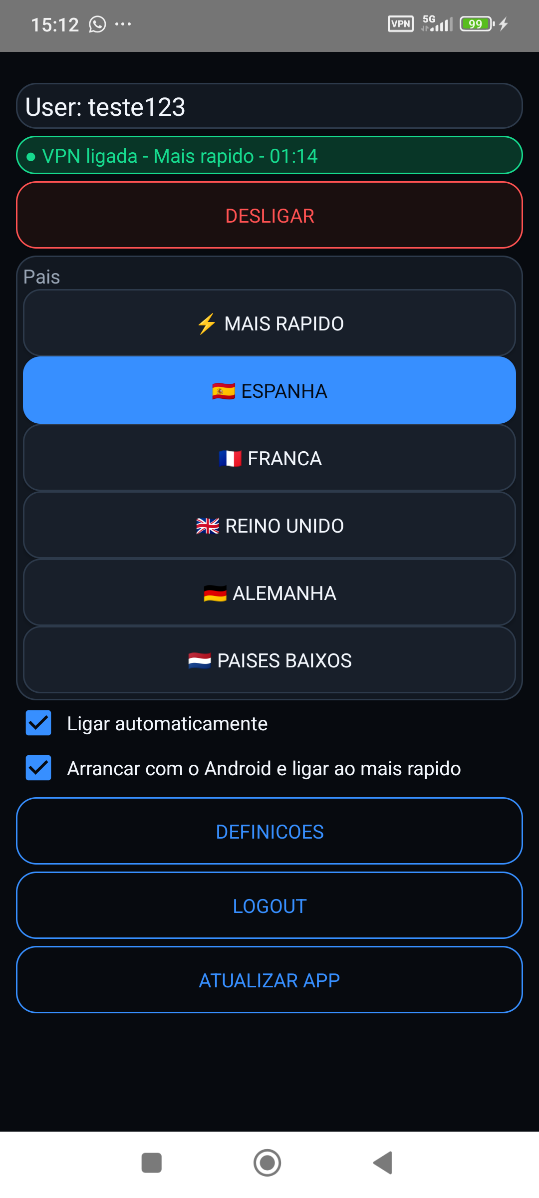 ShieldNet VPN ligada